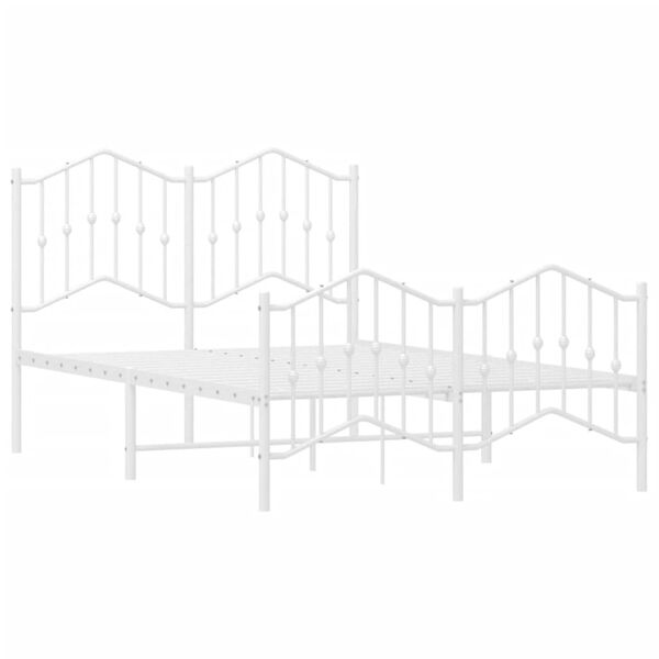 vidaXL Sengeramme i metall med hode- og fotgavl hvit 120x200 cm
