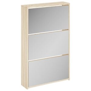 vidaXL Skoskap 3 h&oslash;yder speil eik 63x17x102,5 cm