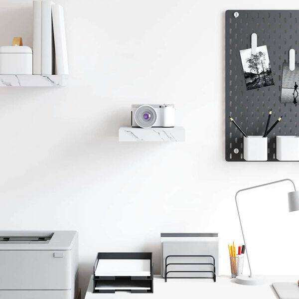 vidaXL Vegghylle Hvit marmor 23 x 23,5 x 4 cm Konstruert tre