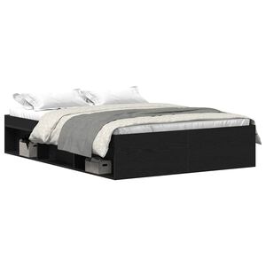 vidaXL Sengeramme uten madrass svart eik 135x190 cm konstruert tre