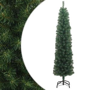 vidaXL Slankt kunstig juletre med stativ gr&oslash;nn 180 cm PVC