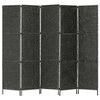 vidaXL Romdeler med 5 paneler 193x160 cm vannhyacinth svart
