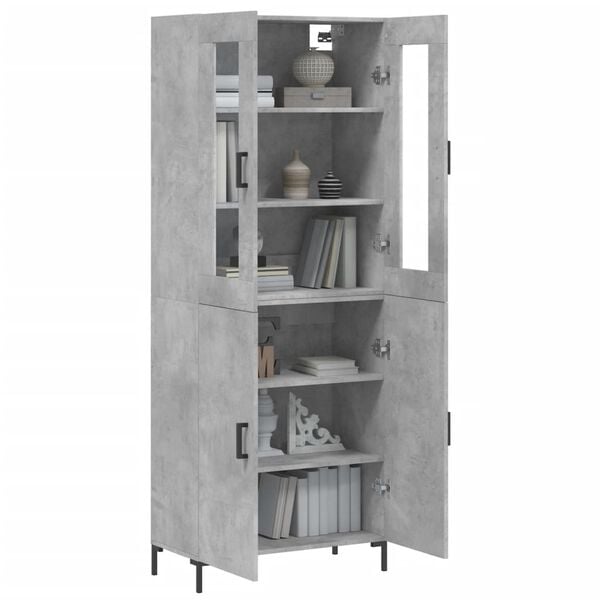 vidaXL Highboard betonggrå 69,5x34x180 cm konstruert tre