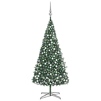 vidaXL Forhåndsbelyst kunstig juletre med kulesett LED 400 cm grønn