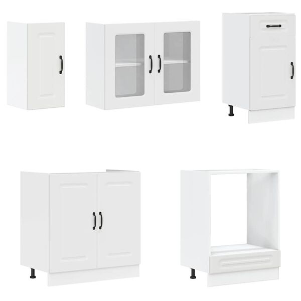 vidaXL Kj&oslash;kkenskapssett 8 deler Kalmar hvit konstruert tre