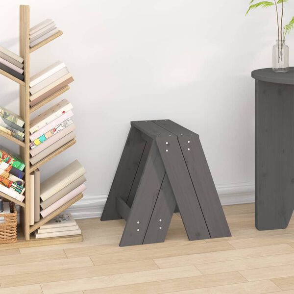 vidaXL Krakker 2 stk grå 40x40x45 cm heltre furu