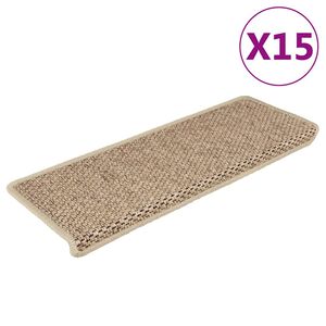 vidaXL Selvklebende trappematter sisal-utseende 15 stk 65x21x4 cm sand