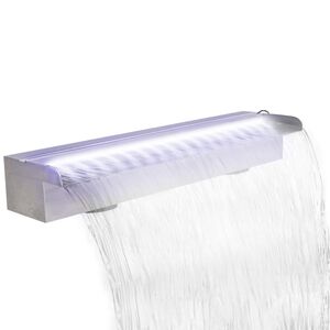 Rektangul&aelig;r foss med lysdioder i rustfritt st&aring;l 60 cm