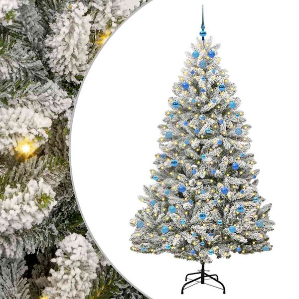 vidaXL Kunstig juletre med 300 LED Gr&oslash;nn og hvit 210 cm PVC og metall