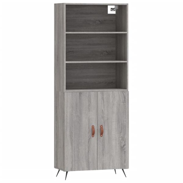 vidaXL Highboard gr&aring; sonoma 69,5x34x180 cm konstruert tre
