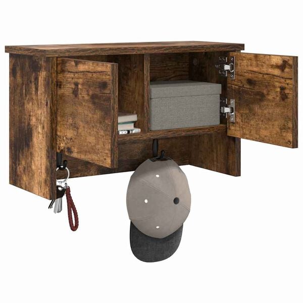 vidaXL Vegghengt kleshenger R&oslash;kt eik 50 x 20 x 30 cm Konstruert tre