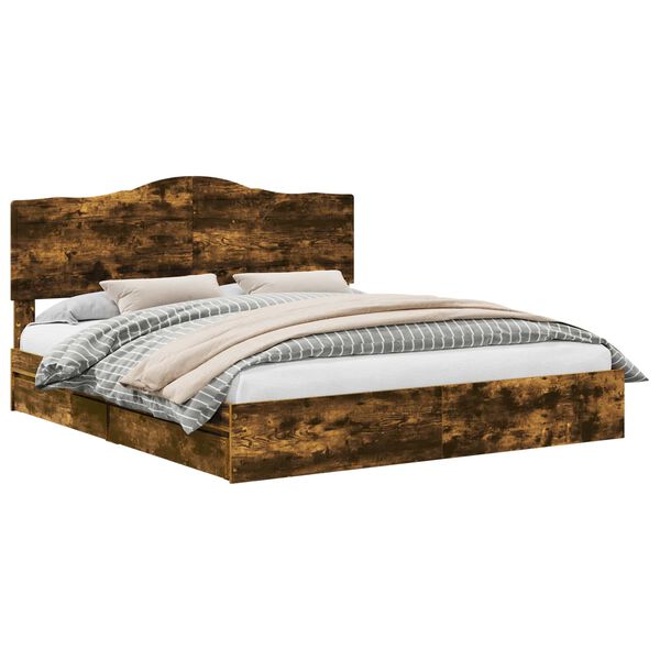 vidaXL Seng med Oppbevaring R&oslash;kt eik 180 x 200 cm Konstruert tre