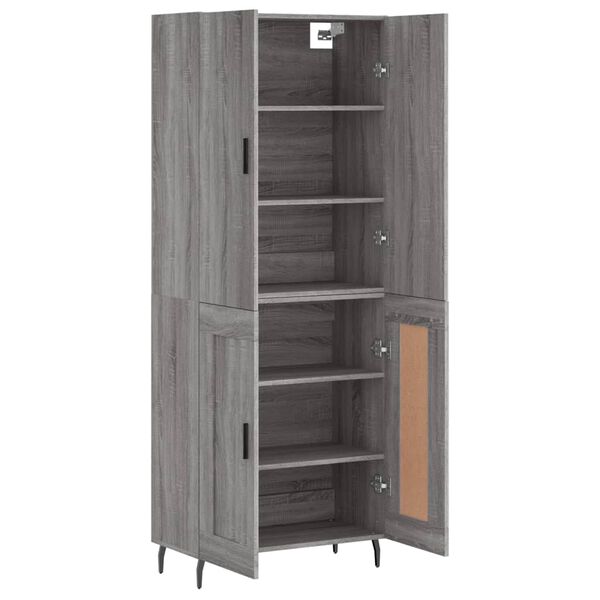 vidaXL Highboard grå sonoma 69,5x34x180 cm konstruert tre