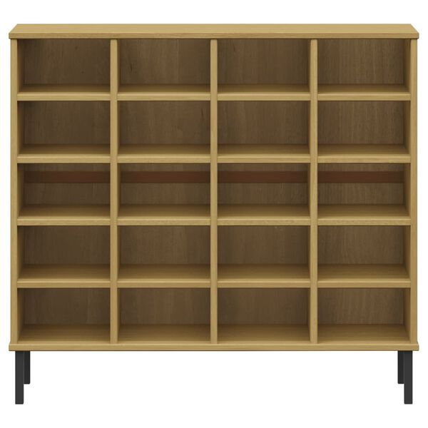 vidaXL Skohylle med metallben brun 95x35x86 cm heltre OSLO