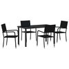 vidaXL Hage Spisegruppe 5 stk. Svart polyrotting