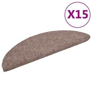 vidaXL Trappematter selvklebende 15 stk 56x17x3 cm lysebrun halvrund