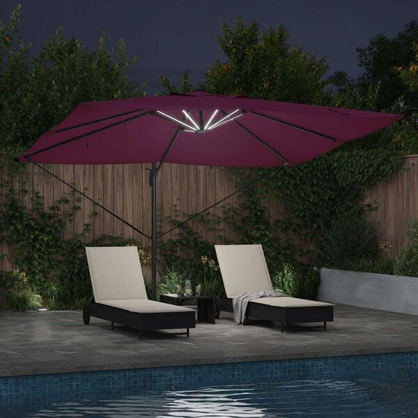 vidaXL Kipp Roma Parasol med lås Rød og svart 352 x 251 x 265 cm