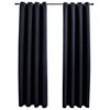 vidaXL Lystette gardiner med metallringer 2 stk svart 140x245 cm