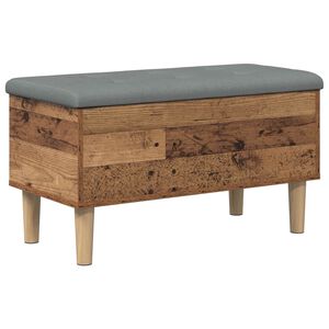vidaXL Oppbevaringsbenk med pute Gammelt tre 82 x 42 x 46 cm