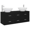 vidaXL Baderomsinnredningssett 3 stk. Svart 49,5 x 44,5 x 65 cm