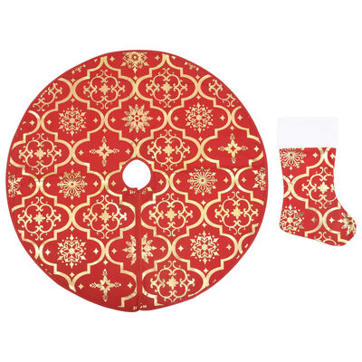 vidaXL Luksus juletreskjørt med sokk rød 122 cm stoff