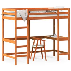 vidaXL K&oslash;yeseng med skrivebord voksbrun 90x200 cm heltre furu