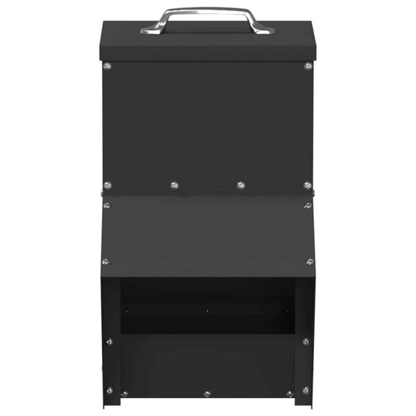 vidaXL Hønsefutteral Svart 20 x 25 x 35 cm Kaldvalsget Stål