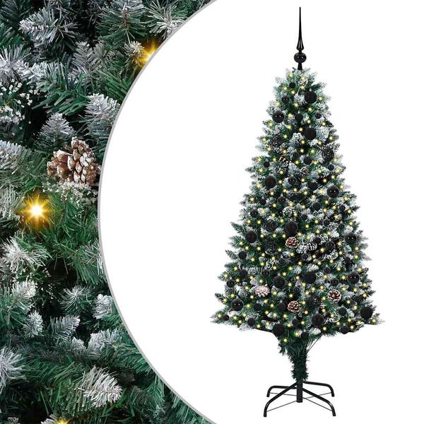 vidaXL Kunstig juletre med 300 LED grønn 180 cm PVC og Stål og Plast