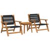 vidaXL Hage Stoler med Bord 3 pcs Svart Solid akasietre