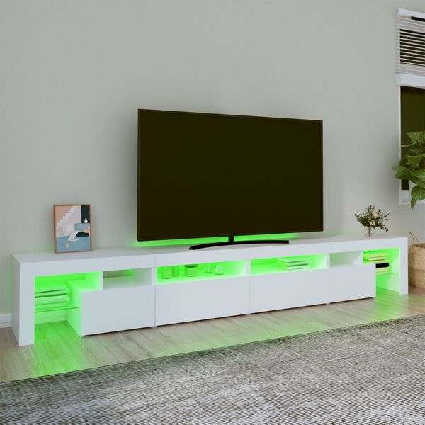 vidaXL TV-benk med LED-lys hvit 260x36,5x40 cm