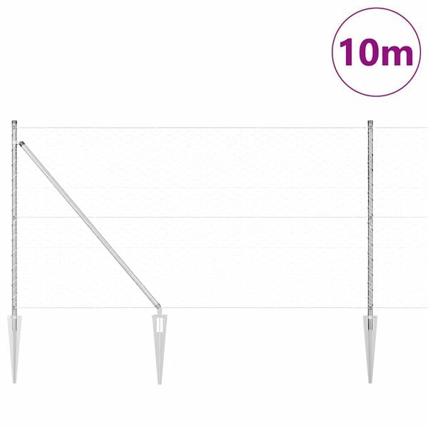 vidaXL Gjerdep&aring;le s&oslash;lv 10 x 1 m (50 mm nett) St&aring;l