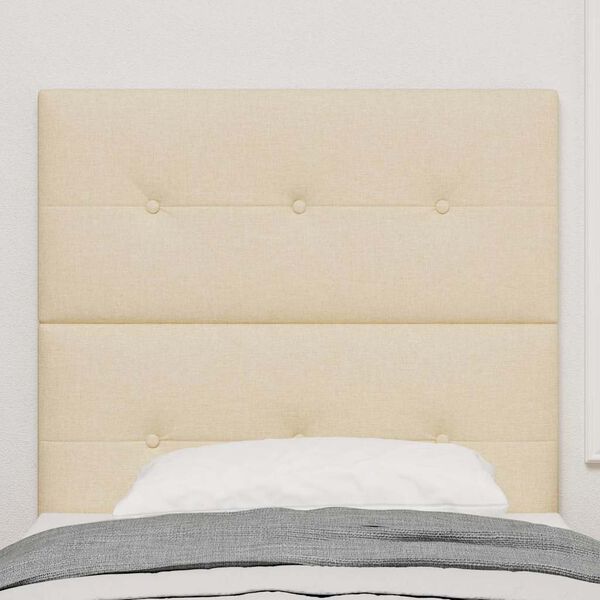 vidaXL LED-sengegavl med LED -stripelys Krem 100 cm stoff