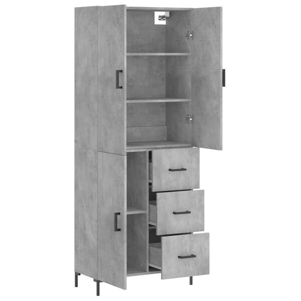 vidaXL Highboard betonggr&aring; 69,5x34x180 cm konstruert tre