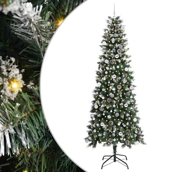 vidaXL Kunstig juletre med 300 LED gr&oslash;nn 240 cm PVC og plast og st&aring;l