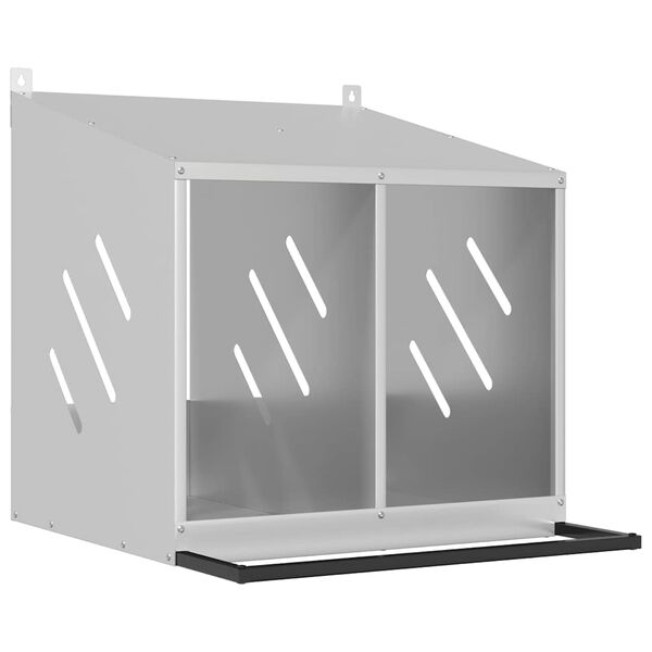 vidaXL kyllinghekkeboks med 2 rom galvanisert sølvmetall