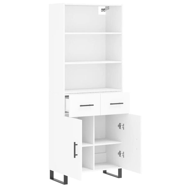 vidaXL Highboard hvit 69,5x34x180 cm konstruert tre