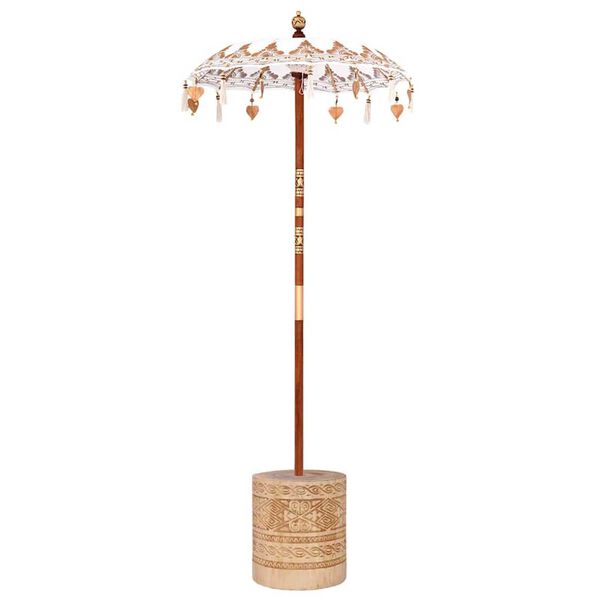 vidaXL Balinesisk Parasol 260 Krem 95-100 cm Bomull og solid tre
