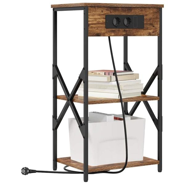 vidaXL Nattbordskap 2 pcs R&oslash;kt eik 41 x 31 x 76 cm Konstruert tre