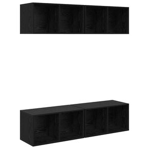 vidaXL TV-benksett 4 pcs Svart Eik 37 x 37 x 72 cm Konstruert tre