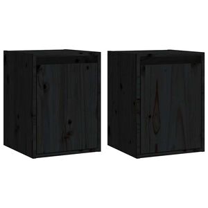 vidaXL Veggskap 2 stk svart 30x30x40 cm heltre furu