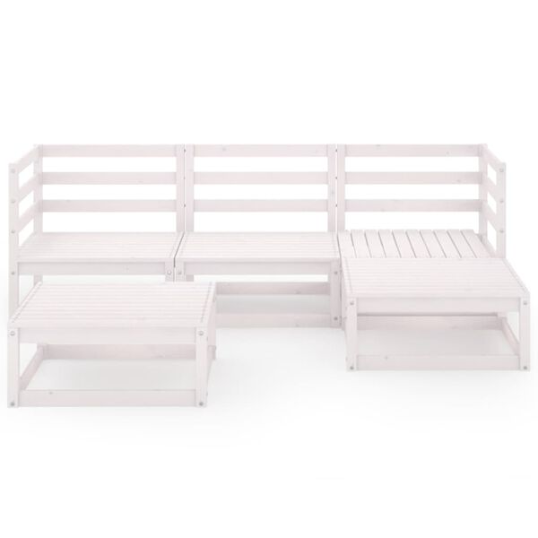 vidaXL Hagesofagruppe 5 deler hvit heltre furu