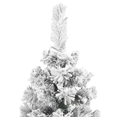 vidaXL Slankt kunstig juletre med flokket snø grønn 240 cm PVC