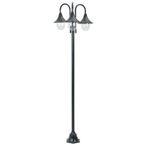 vidaXL Hagelyktestolpe E27 220 cm aluminium 3 lamper m&oslash;rkegr&oslash;nn