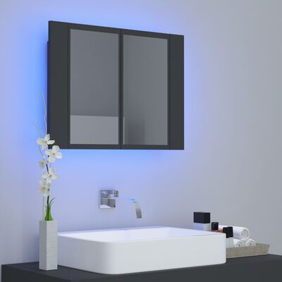 vidaXL LED-speilskap grå 60x12x45 cm akryl