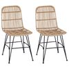 vidaXL Spisestol 2 stk. Rattan og St&aring;l Naturlig 41 x 55 x 85 cm