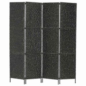 vidaXL Romdeler med 4 paneler 154x160 cm vannhyacinth svart