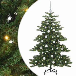 vidaXL Kunstig sammensatt juletre med 150 LED gr&oslash;nn 150 cm PVC og st&aring;l