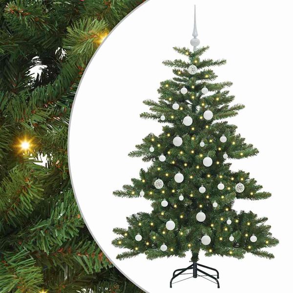 vidaXL Kunstig sammensatt juletre med 150 LED gr&oslash;nn 150 cm PVC og st&aring;l