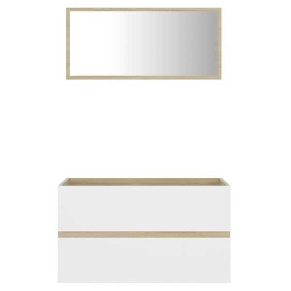 vidaXL Baderomsm&oslash;bler 2 stk hvit og sonoma eik sponplate