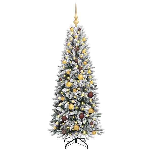 vidaXL Kunstig juletre med 150 LED Hvit 150 cm PVC, plast, st&aring;l og PE
